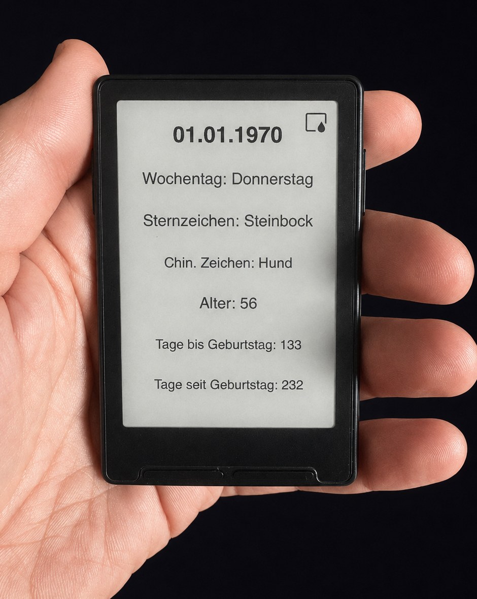 INKLING in einer Hand · das Gerät ist etwa so groß wie eine Kreditkarte
